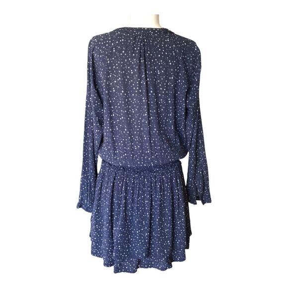 Rails Navy Nova Print Smocked Waist Long Sleeve Side Pockets Jasmine Dress Med - Picture 4 of 10